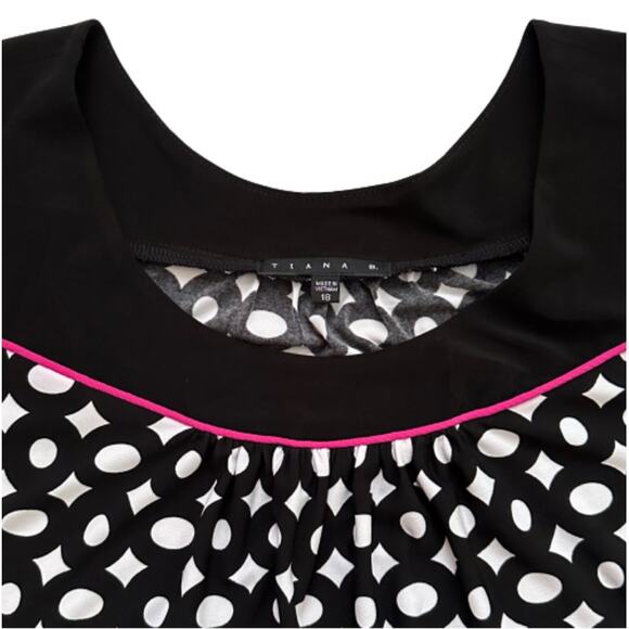 Tiana B Dress Short Sleeve Knee Length Shift Black White Pink Dress Size 18 NEW - Picture 2 of 12
